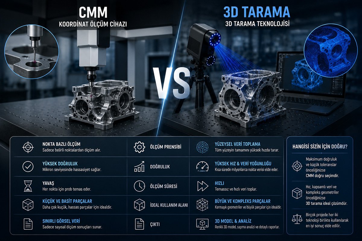 CMM ile 3D Tarama Arasındaki Fark: Hangisi Sizin İçin Doğru?